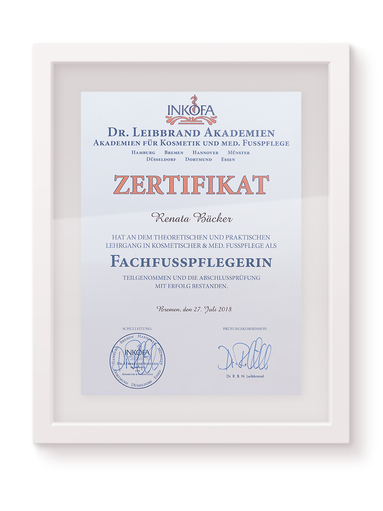 Zertifikat Fachfußpflegerin