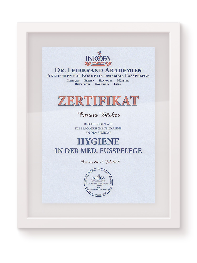 Zertifikat in der medizinischen Fußpflege